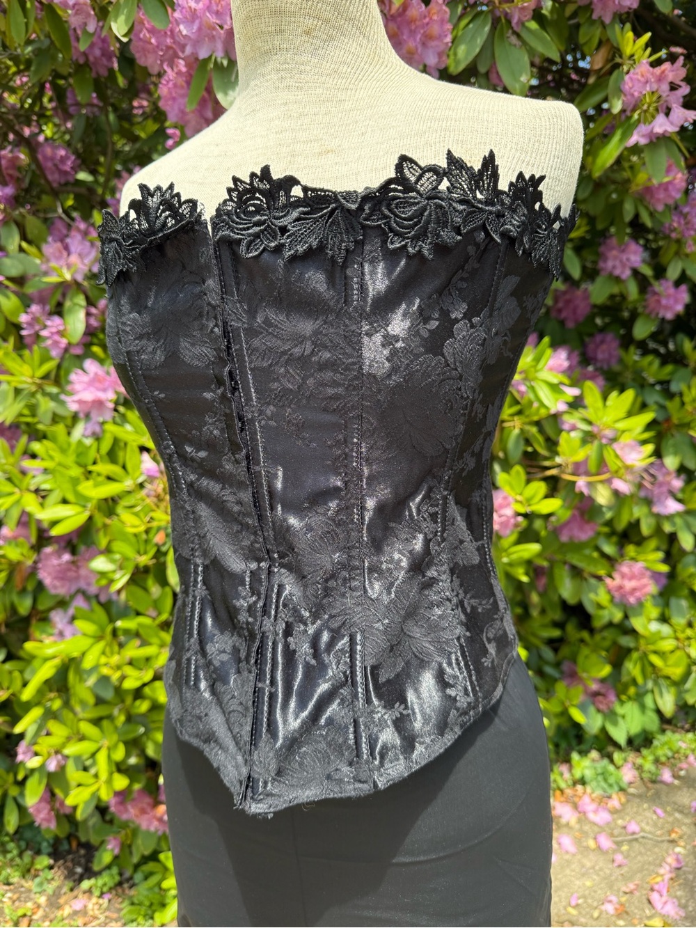 Black Lace Strapless Corset Top